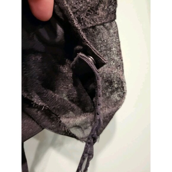 Victoria Secret Black Sheer Long Sleeve Bodysuit Sexy Goth Sz 36d - Picture 5 of 12